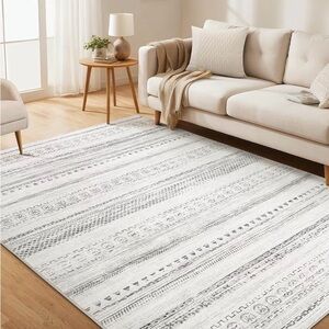Modern Gray and White Area Rug 5x7